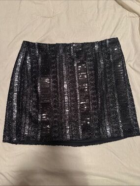 Express Black Sequin Mini Skirt